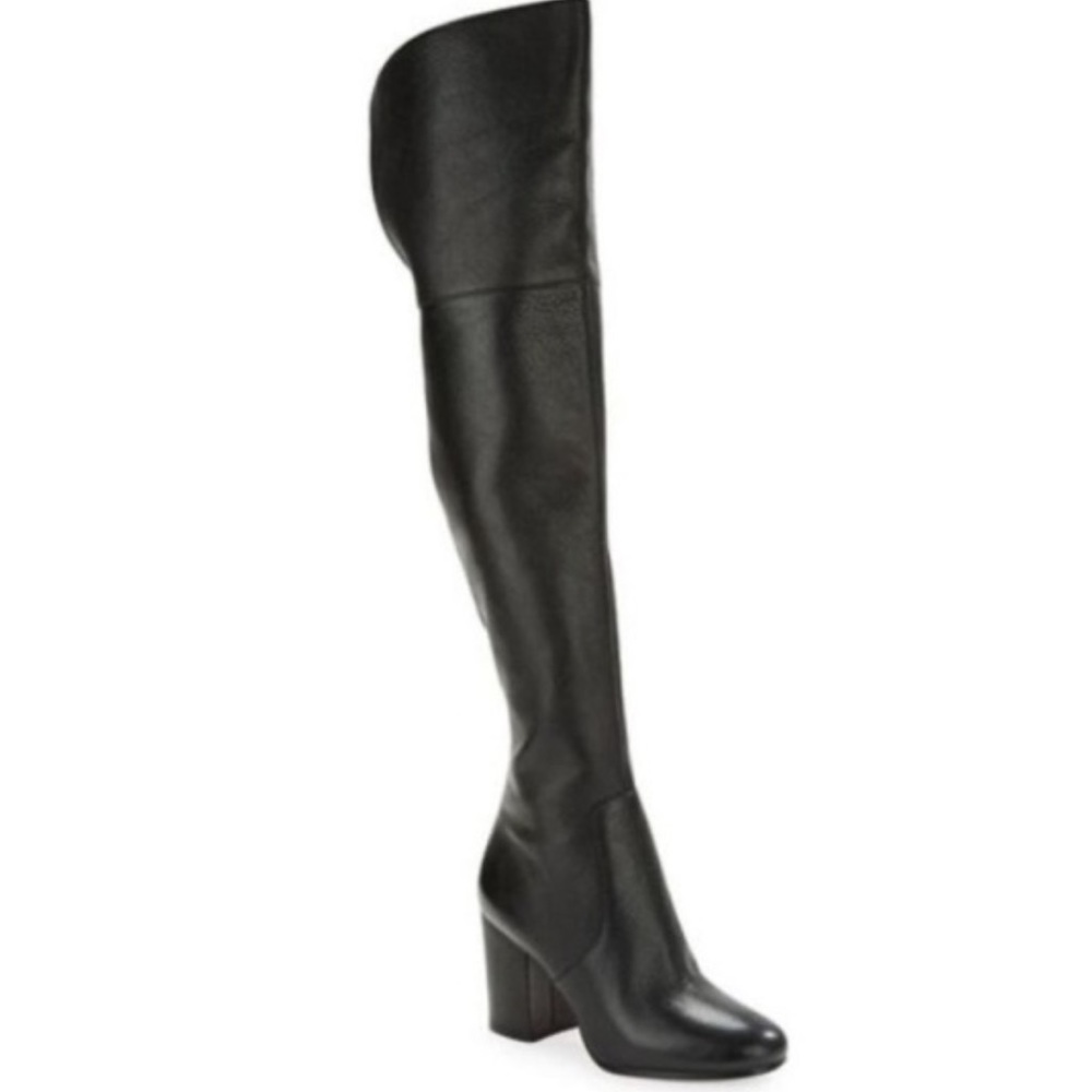 NEW Via Spiga Beline Black Pebbled Leather Over The Knee Boots Sz 5.5 NIB - Picture 8 of 16